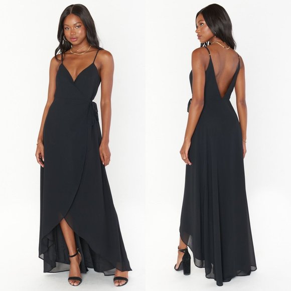 Show Me Your MuMu Dresses & Skirts - Mariah Wrap Dress in Black Chiffon